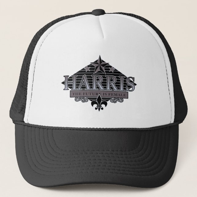 Harris the future is female trucker hat (Front)