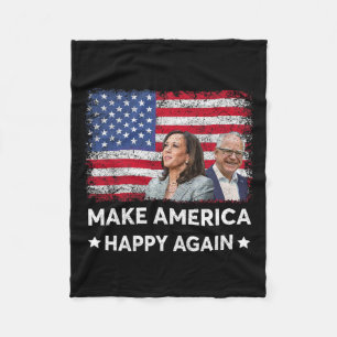 Harris Tim Waltz WAlzheimer 2024 Make America Happ Fleece Blanket