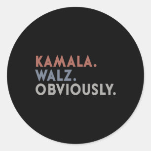 Harris Tim Walz Obviously Vote Harris Waltz 2024  Classic Round Sticker