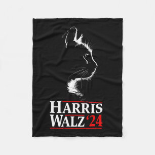 Harris Tim Walz Waltz 2024 Vp Funny Cat Harris Wal Fleece Blanket