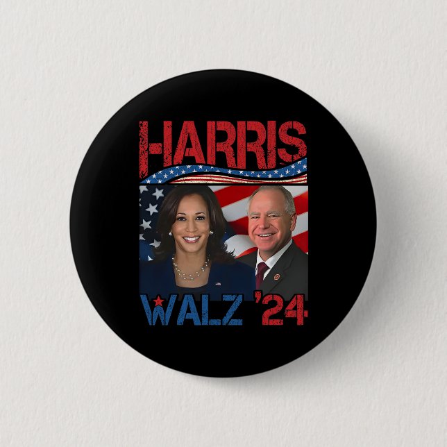Harris Tim Walz Waltz 3  6 Cm Round Badge (Front)