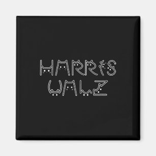 Harris Tim Walz Waltz Cat Letter Font Design 2024  Magnet