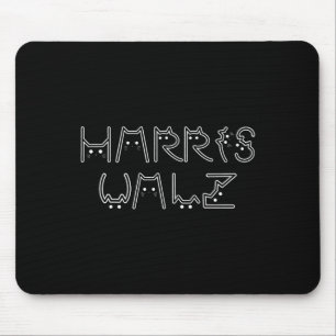 Harris Tim Walz Waltz Cat Letter Font Design 2024 Mouse Pad