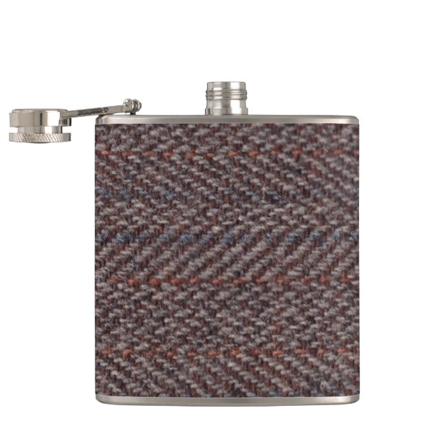 Harris Tweed Pattern Hip Flask (Opened)