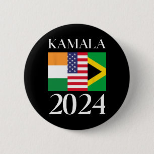 Harris Vote 2024 India American Jamaican Flag 6 Cm Round Badge