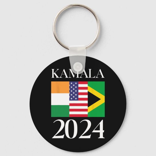 Harris Vote 2024 India American Jamaican Flag  Key Ring (Front)