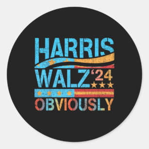 Harris W Obviously! Harris Waltz 2024 Election 1  Classic Round Sticker