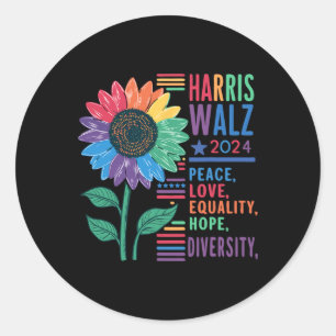 Harris W Peace Love Equality Hope Diversity Kamala Classic Round Sticker