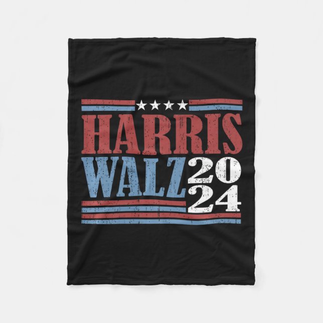 Harris Waltz 2024 Election Kamala Harris Tim Waltz Fleece Blanket (Front)