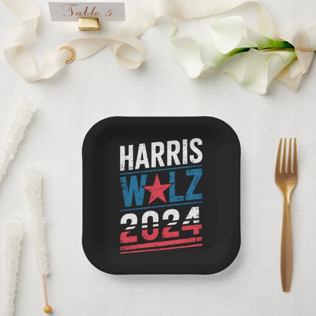 Harris Waltz 2024 Election Kamala Harris Tim Waltz Paper Plate (Wedding)