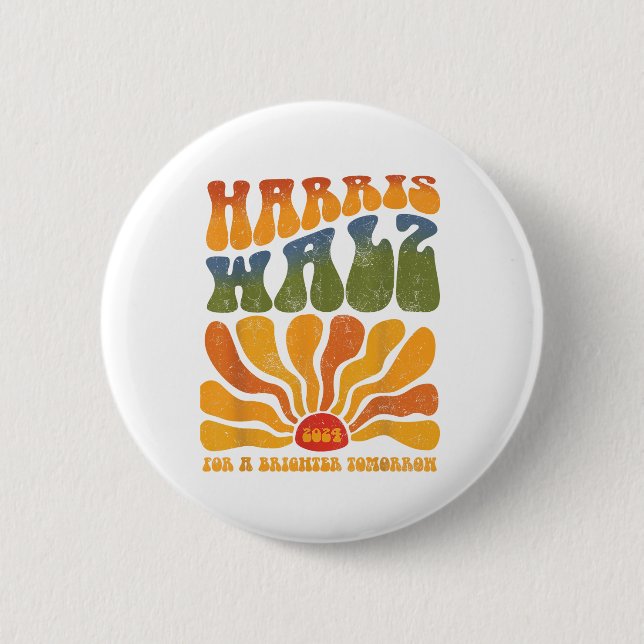 Harris Waltz 2024 For A Brighter Tomorrow Boho 6 Cm Round Badge (Front)