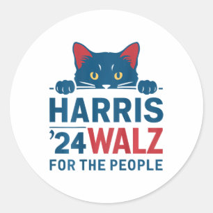 Harris Waltz 2024 For The People Funny Cat Lady Ka Classic Round Sticker