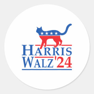 Harris Waltz 2024 Funny Cat Election Kamala Harris Classic Round Sticker