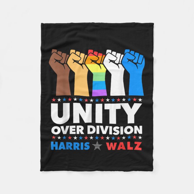 Harris Waltz 2024 Unity Over Division Kamala Harri Fleece Blanket (Front)