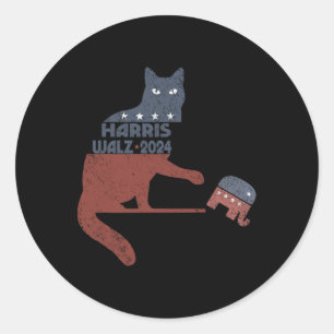 Harris Waltz 2024 Vp President Election Funny Cat  Classic Round Sticker