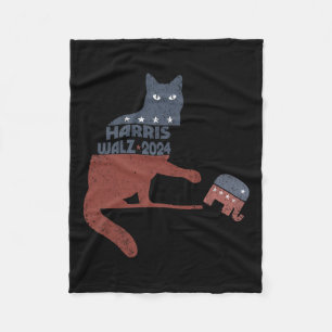 Harris Waltz 2024 Vp President Election Funny Cat Fleece Blanket