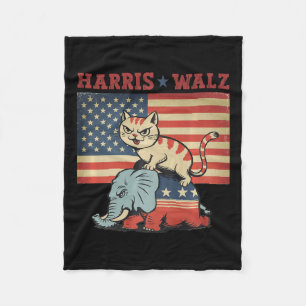 Harris Waltz 2024 Vp President Election Funny Cat Fleece Blanket