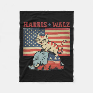 Harris Waltz 2024 Vp President Election Funny Cat Fleece Blanket