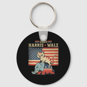 Harris Waltz 2024 Vp President Election Funny Cat  Key Ring