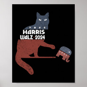 Harris Waltz 2024 Vp President Election Funny Cat  Poster
