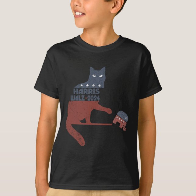 Harris Waltz 2024 Vp President Election Funny Cat  T-Shirt (Front)