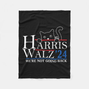 Harris Waltz 2024 We're Not Going Back Funny Cat L Fleece Blanket