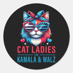 Harris Waltz Cat Lady Harris Waltz 2024 Kamala Har Classic Round Sticker