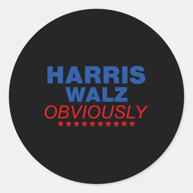 Harris Waltz Obviously 2024 Balz To The Walz  Classic Round Sticker (Front)