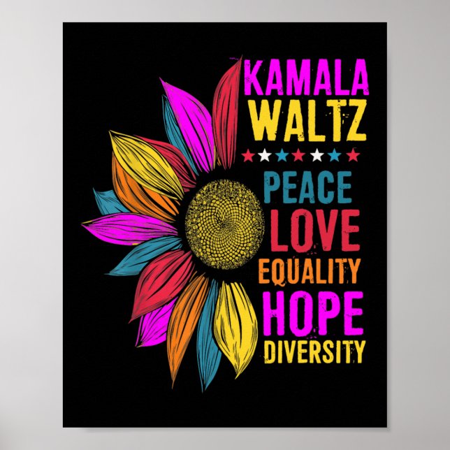 Harris Waltz Peace Love Equality Hope Diversity  Poster (Front)