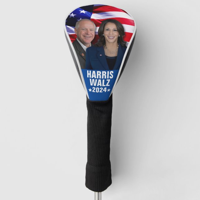 Harris Waltz Photo 2024 - Kamala Harris Tim Waltz Golf Head Cover (Front)