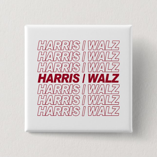 Harris / Walz  15 Cm Square Badge (Front)