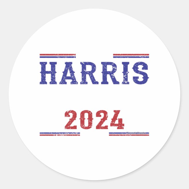 Harris Walz 2024 _7 Classic Round Sticker (Front)