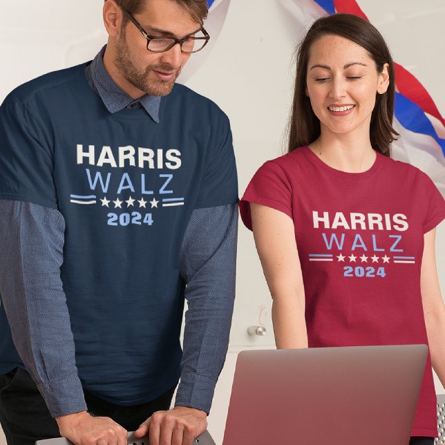 Harris Walz 2024 Blue Election Campaign T-Shirt (Creator Uploaded)