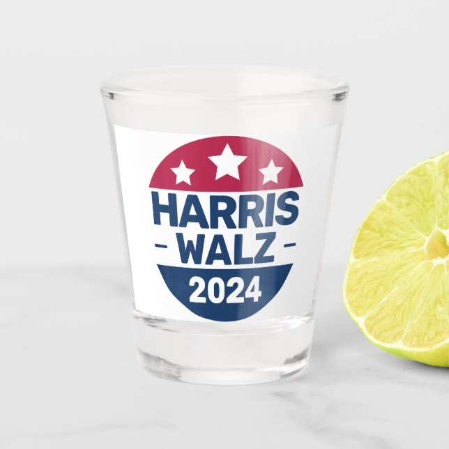 Harris Walz 2024 Campaign for President Patriotic  Shot Glass (Front)