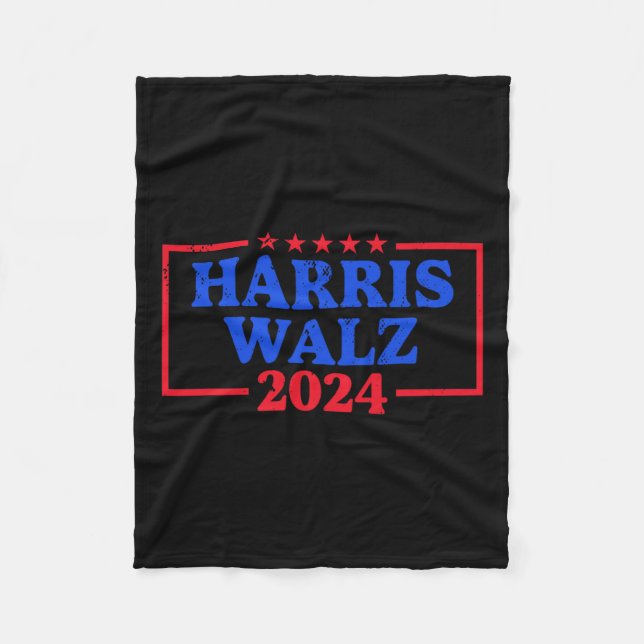Harris Walz 2024 Campaign Logo Democrat Slogan Kam Fleece Blanket (Front)