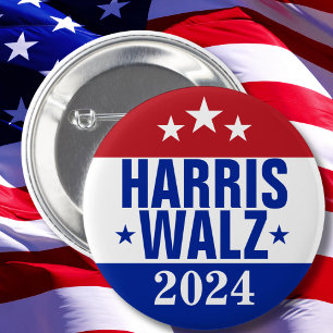 Harris Walz 2024 Campaign Red Blue 6 Cm Round Badge