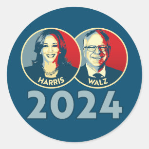 Harris Walz 2024 Classic Round Sticker