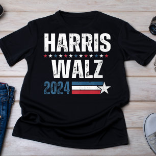 Harris Walz 2024 Distressed Patriotic Campaign T-Shirt