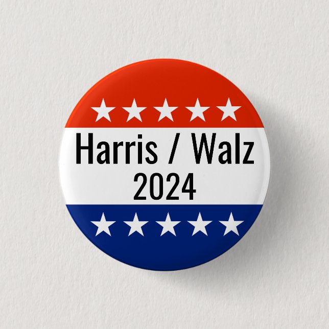 Harris Walz 2024 Election 3 Cm Round Badge (Front)