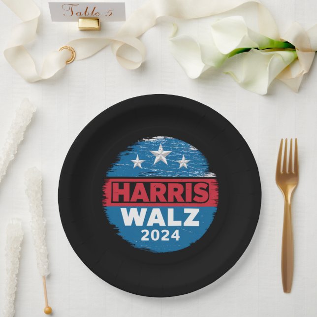 Harris Walz 2024 Election Kamala Harris Tim Waltz  Paper Plate (Wedding)