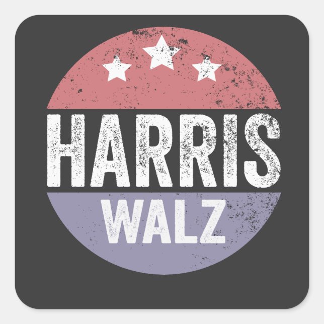 Harris Walz 2024 Election Kamala Tim Waltz America Square Sticker (Front)
