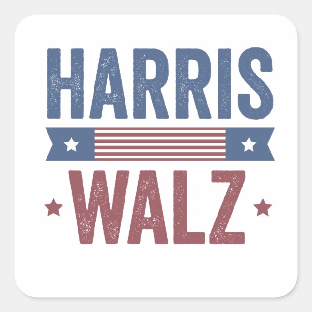 Harris Walz 2024 Election Kamala Tim Waltz America Square Sticker (Front)