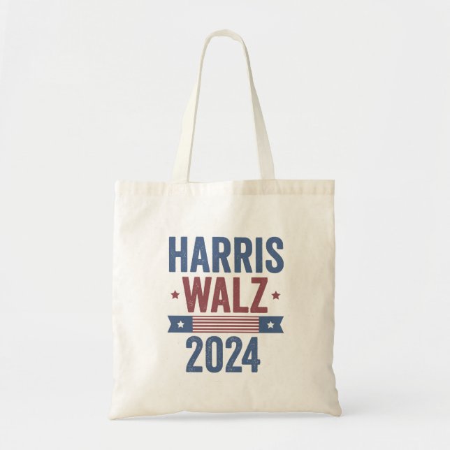 Harris Walz 2024 Election Kamala Tim Waltz America Tote Bag (Front)