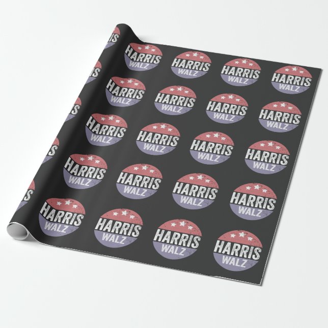 Harris Walz 2024 Election Kamala Tim Waltz America Wrapping Paper (Unrolled)