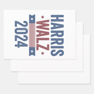 Harris Walz 2024 Election Kamala Tim Waltz America Wrapping Paper Sheet