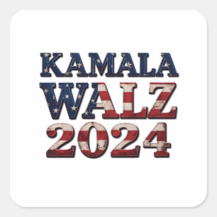 Harris Walz 2024 Election Kamala Tim Waltz Square Sticker