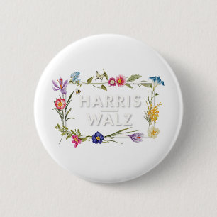 Harris Walz 2024 Floral Flowers Harris Waltz 2024 6 Cm Round Badge