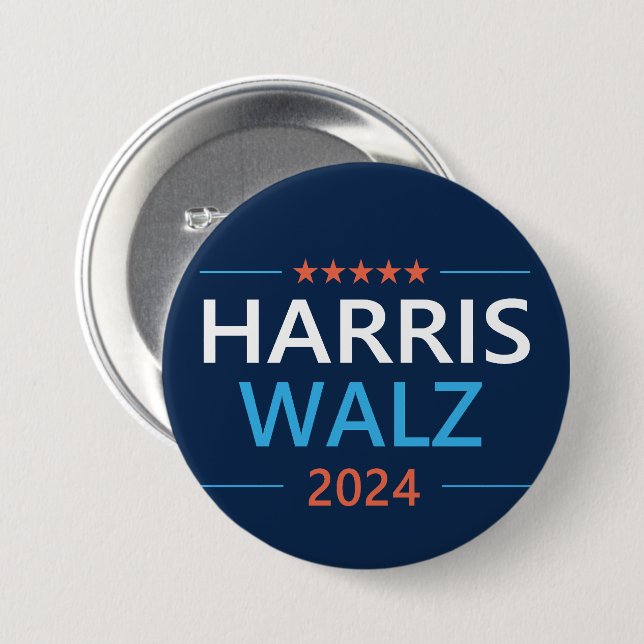Harris Walz 2024 for President 7.5 Cm Round Badge (Front & Back)