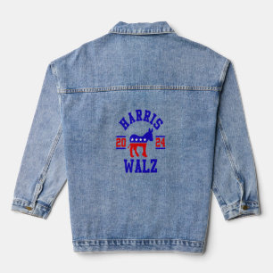 Harris Walz 2024 for President Patriotic Democrat  Denim Jacket