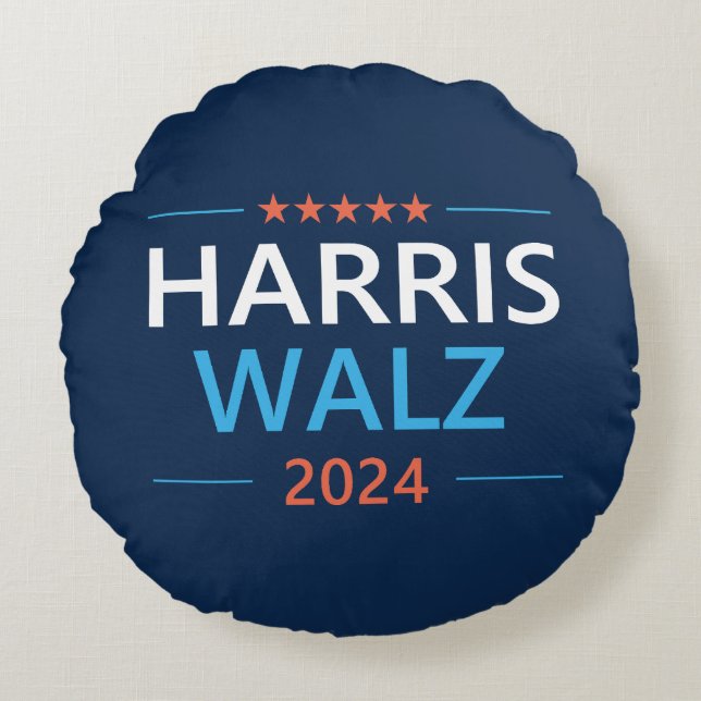 Harris Walz 2024 for President Round Cushion (Front)